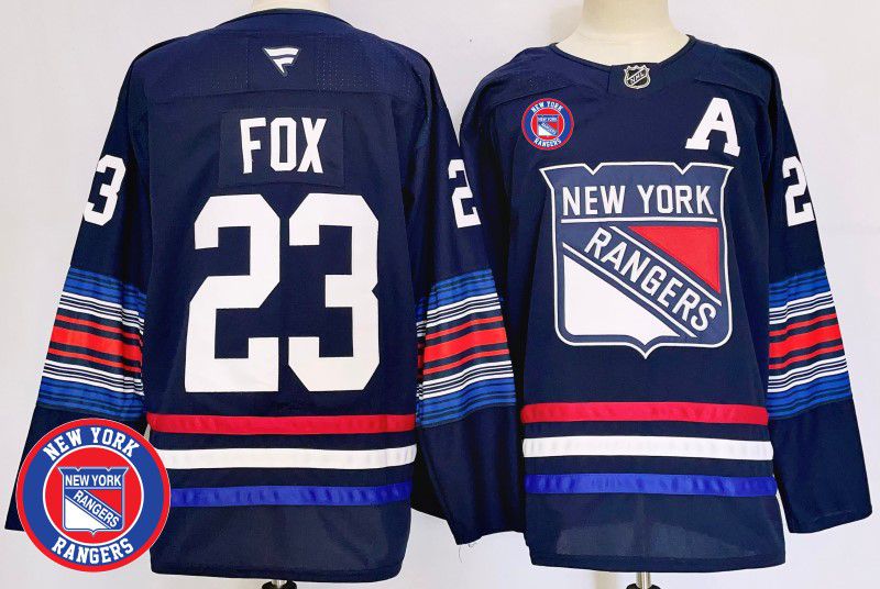 Men New York Rangers #23 Fox Blue Fanatics 2025 NHL Jersey style 7